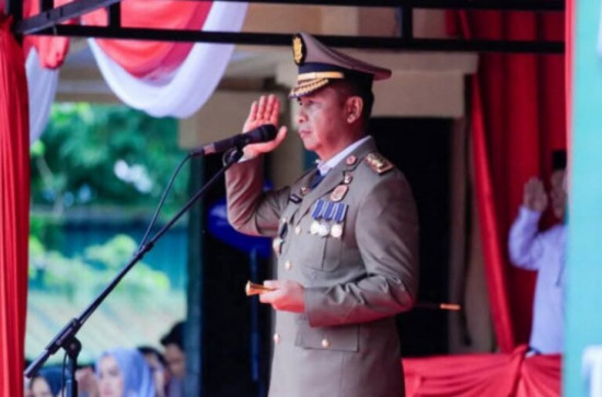 Andika Praja Satpol PP Kampar dipercaya meriahkan prosesi kirab Nugraha Sakanti yg diraih Polda Riau