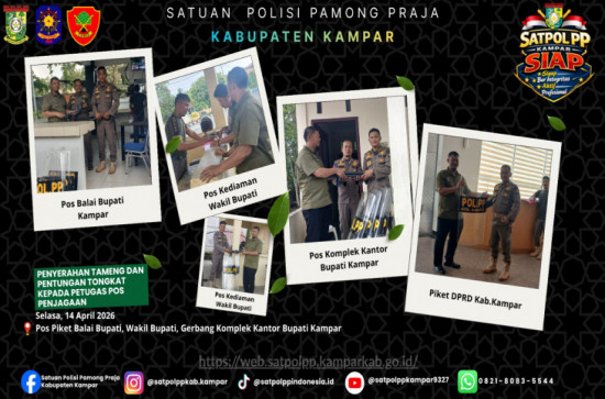 Satpol PP Kampar Bekali Tameng dan Pentungan Tongkat Seluruh Petugas Jaga